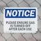 Signmission Please Ensure Gas Is Turned Off After Each Use OSHA Notice Sign, Plastic, 10in W x 7in L, 2PK OS-2PACK-NS-P-710-L-17443 - alternate 7